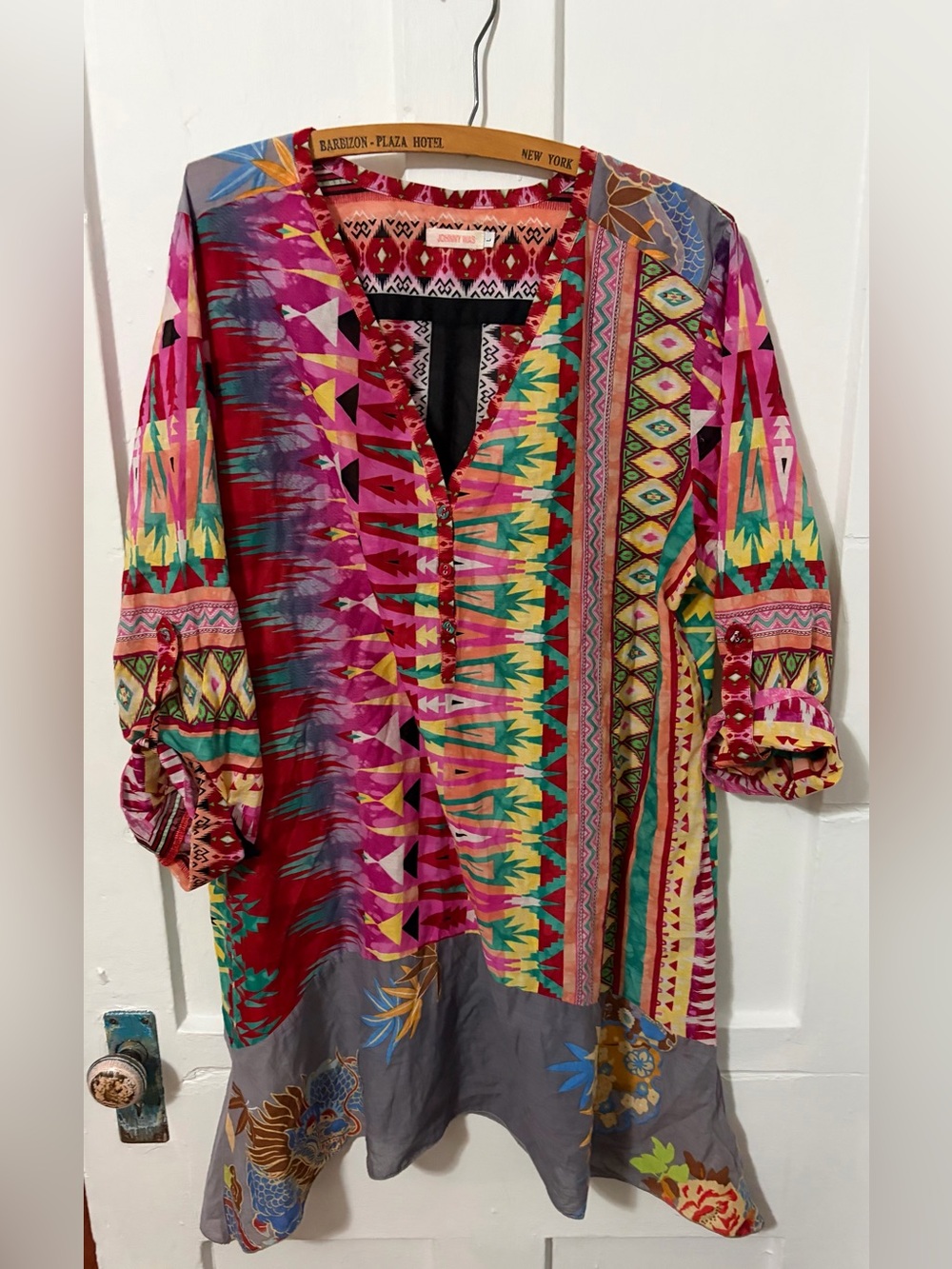 Johnny Was Kamelia Mixed Print Blouse
